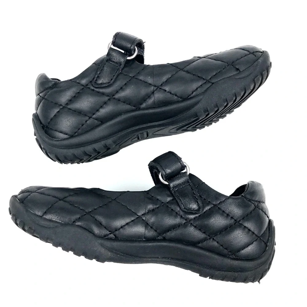 LandsEnd Toddler Black Quilted Leather Mary Jane 7